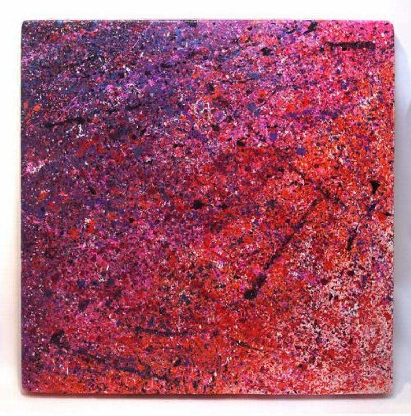 Tableau art contemporain abstrait évoquant l'énergie créative française avec des touches dynamiques